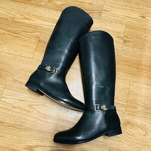 RALPH Lauren Black Tall Leather Riding Boots